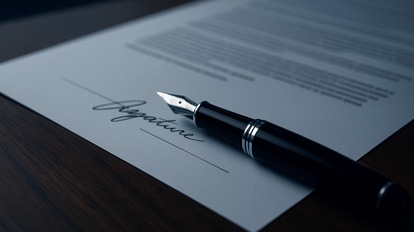 Term sheet and fountain pen on a dark walnut desk: deal structuring for digital M&A earnouts