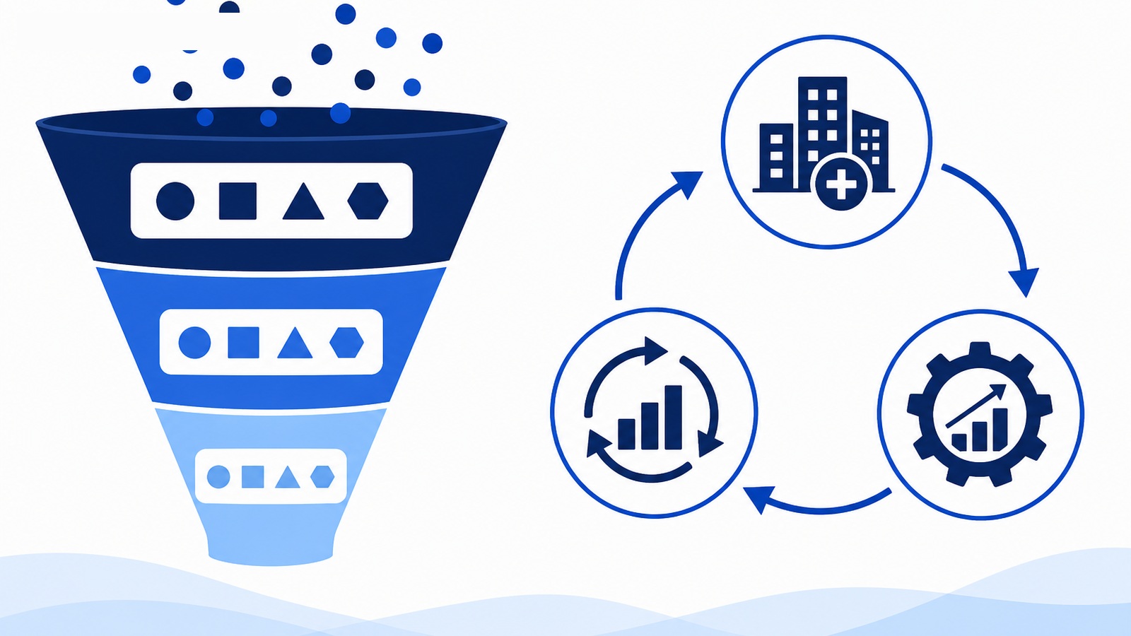 Illustration of acquisition funnel and compounding reinvestment cycle