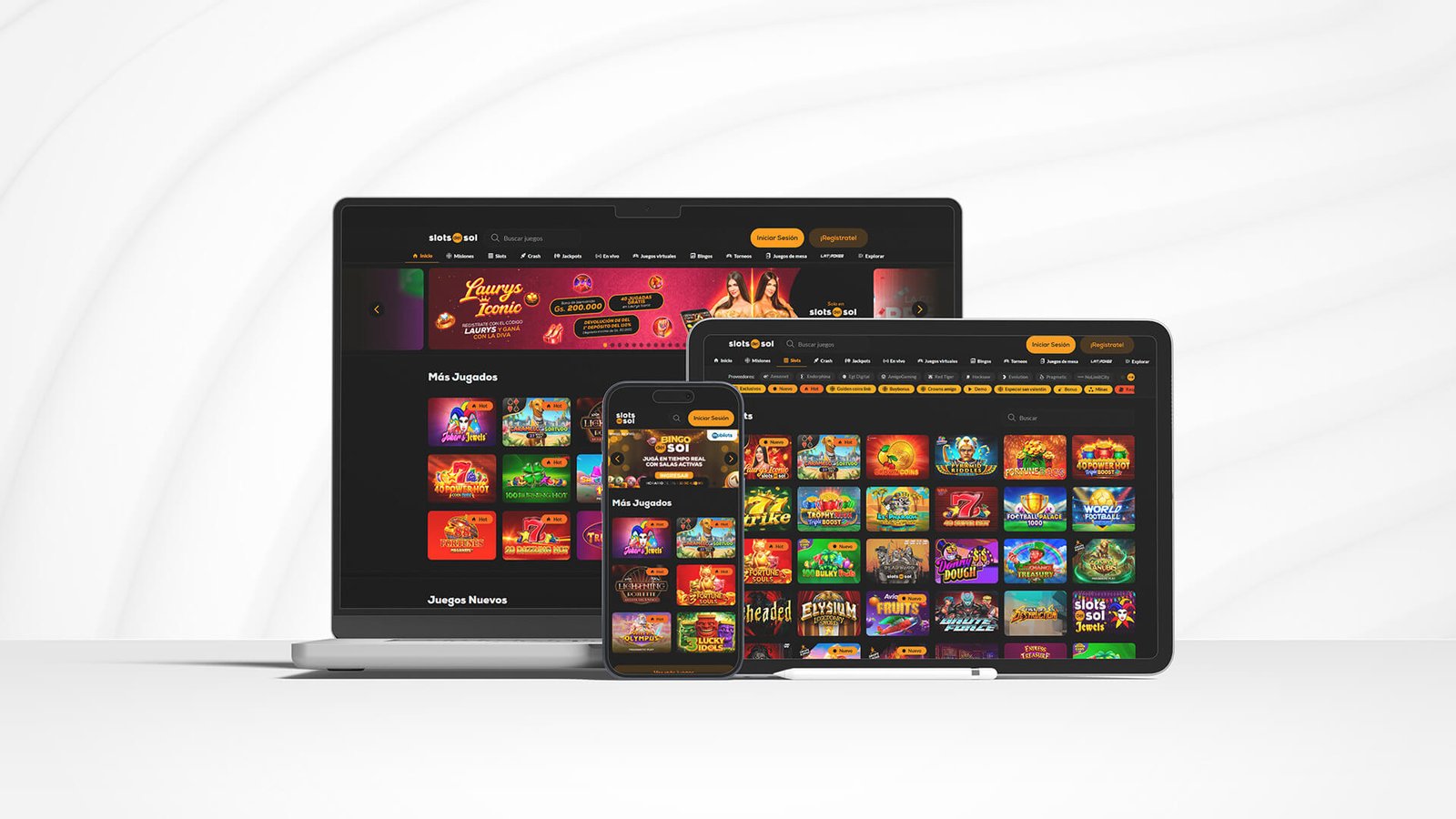 Slots del Sol online casino on desktop and mobile devices