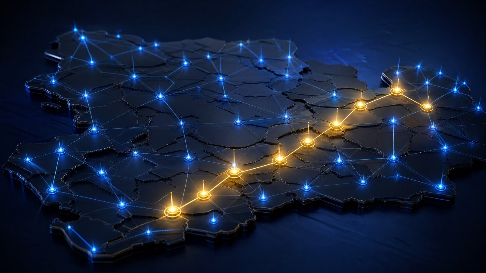 Abstract illustration representing a network of casino and hospitality destinations