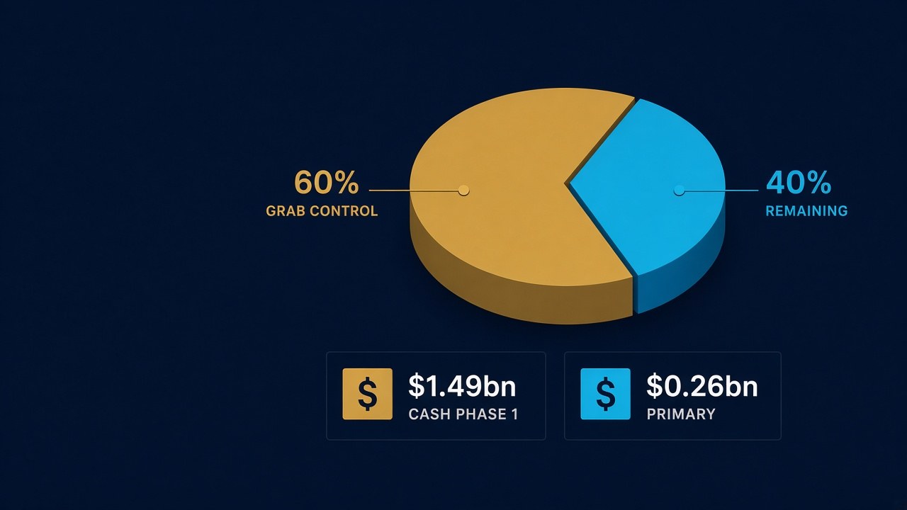 Grab $1.49 billion cash purchase of a 60 percent control stake in Atome Financial