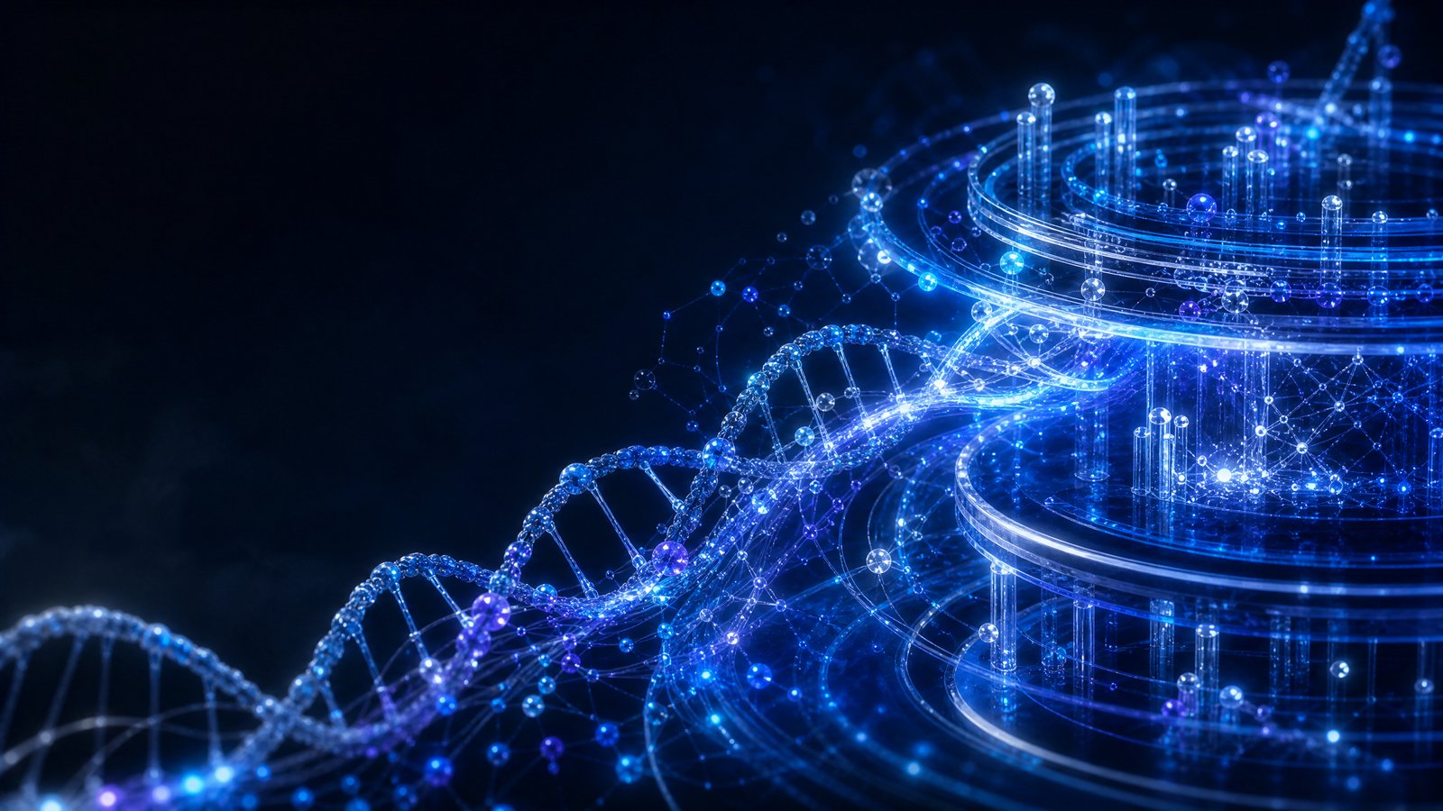 Abstract three-dimensional capital flow visual in dark blue
